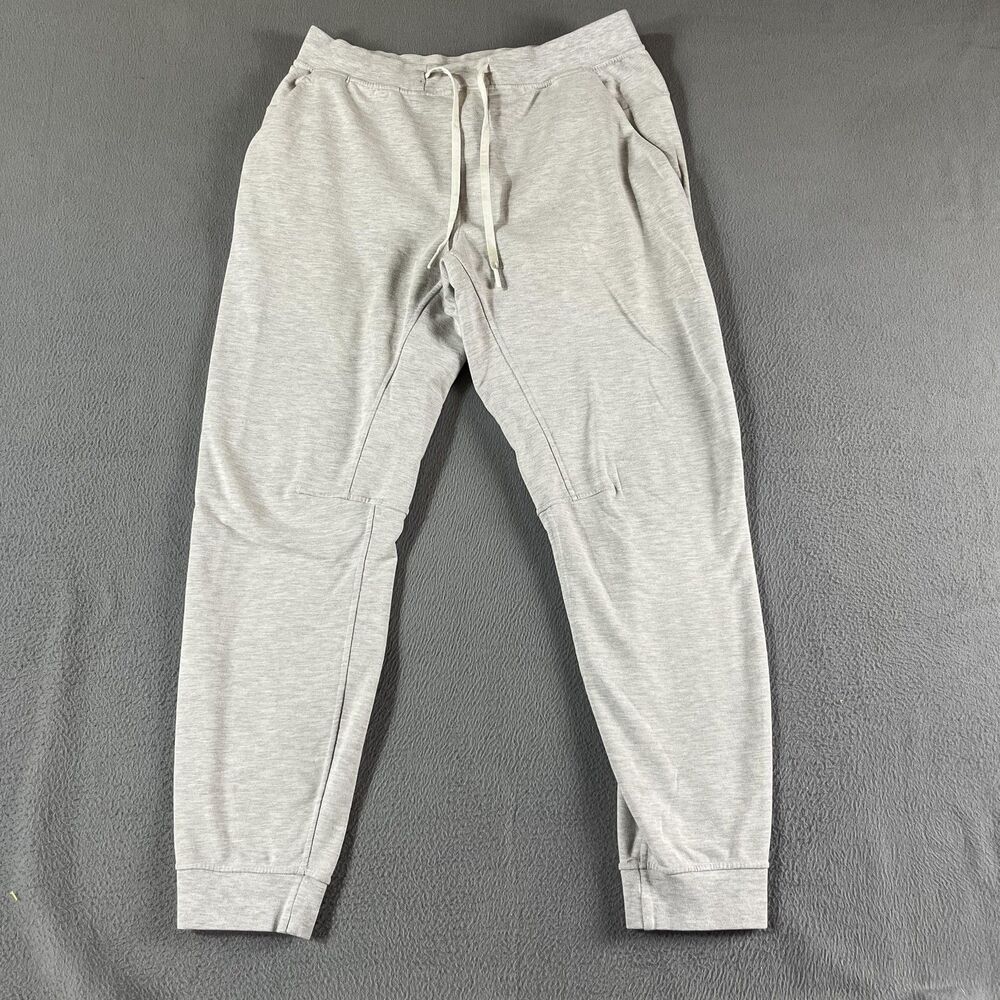 Lululemon Jogger Pants Mens Large Gray Knit Drawstring Zip Pocket Logo Athletic